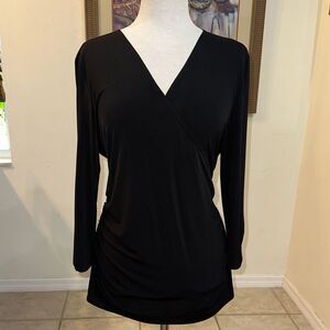 Kelly & Diane Women's Black Faux Wrap Top Size XL